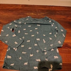 Kids Green Animal Print Long Sleeve Shirt